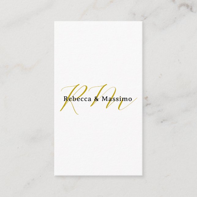 Exclusive Unique Gold Color Monogram Modern Name Enclosure Card (Front)
