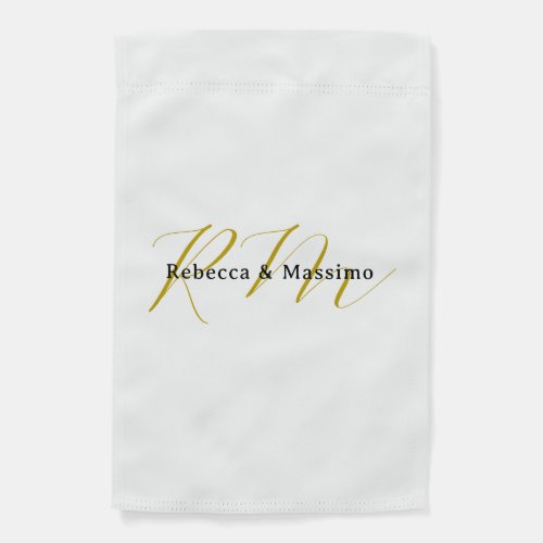 Exclusive Unique Gold Color Monogram Modern Name Garden Flag