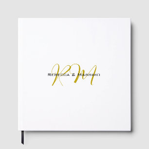 Exclusive Unique Gold Color Monogram Modern Name Guest Book