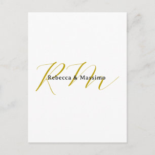 Exclusive Unique Gold Color Monogram Modern Name Holiday Postcard