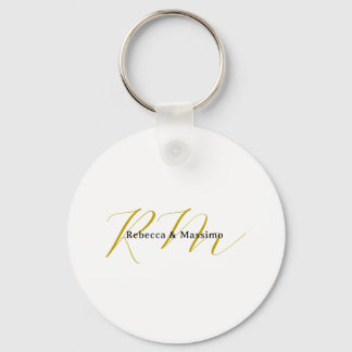 Exclusive Unique Gold Color Monogram Modern Name Keychain
