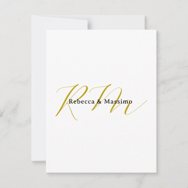 Exclusive Unique Gold Color Monogram Modern Name Note Card (Front)