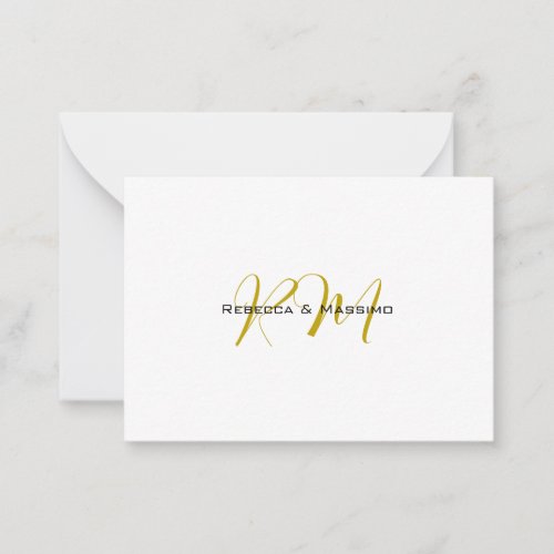 Exclusive Unique Gold Color Monogram Modern Name Note Card
