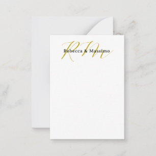 Exclusive Unique Gold Color Monogram Modern Name Note Card