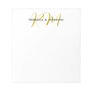Exclusive Unique Gold Color Monogram Modern Name Notepad