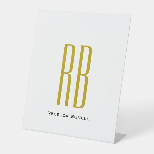 Exclusive Unique Gold Color Monogram Modern Name Pedestal Sign