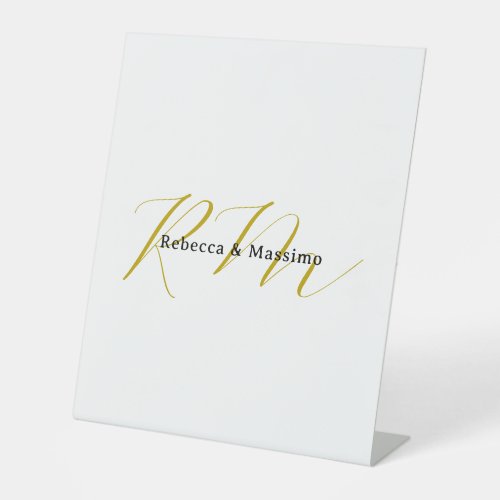 Exclusive Unique Gold Color Monogram Modern Name Pedestal Sign