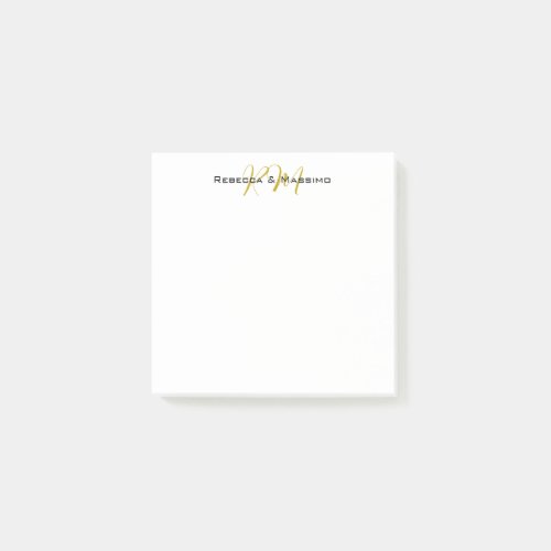 Exclusive Unique Gold Color Monogram Modern Name Post-it Notes