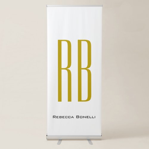 Exclusive Unique Gold Color Monogram Modern Name Retractable Banner