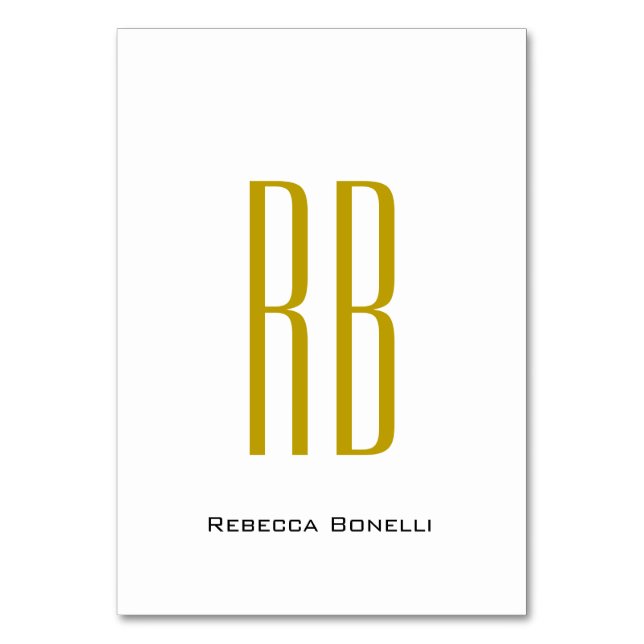 Exclusive Unique Gold Color Monogram Modern Name Table Number (Front)