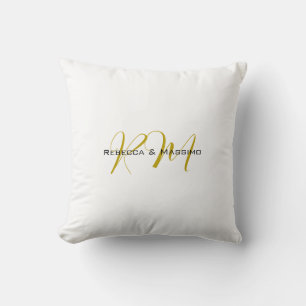 Exclusive Unique Gold Color Monogram Modern Name Throw Pillow