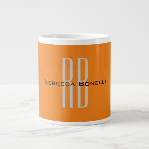 Exclusive Unique Orange Initials Monogram Modern Giant Coffee Mug