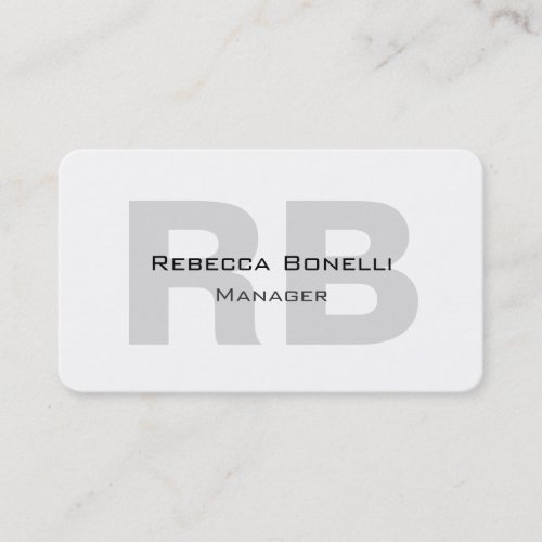 Exclusive Unique White Gray Monogram Manager Business Card