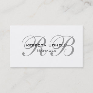 Exclusive Unique White Gray Monogram Manager Business Card
