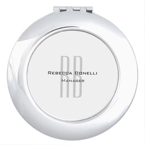 Exclusive Unique White Gray Monogram Modern Compact Mirror