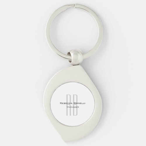 Exclusive Unique White Gray Monogram Modern Keychain