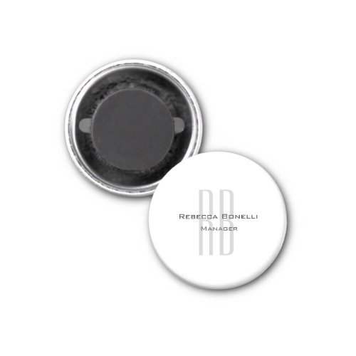 Exclusive Unique White Gray Monogram Modern Magnet