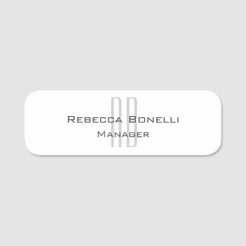 Exclusive Unique White Gray Monogram Modern Name Tag