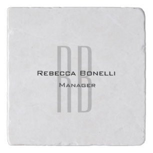 Exclusive Unique White Gray Monogram Modern Trivet