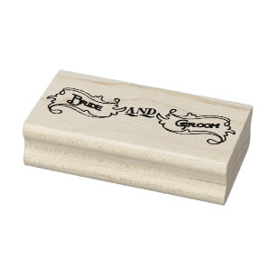 Exclusive Vintage Bride and Groom Label Art Stamp