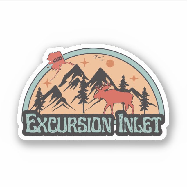 Excursion Inlet, Alaska Sticker (Front)