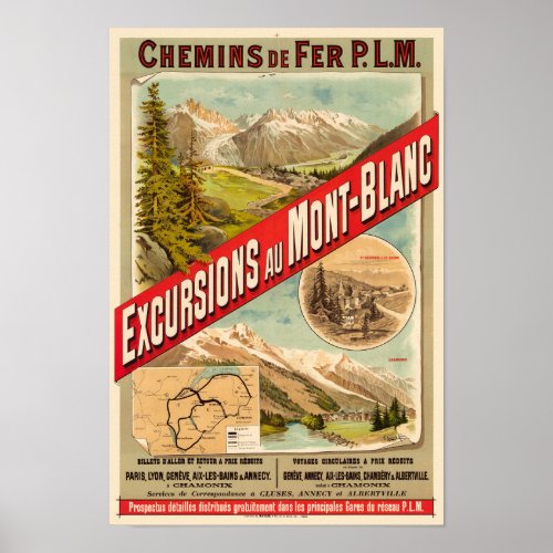 Excursions au Mont_Blanc Vintage Poster 1889