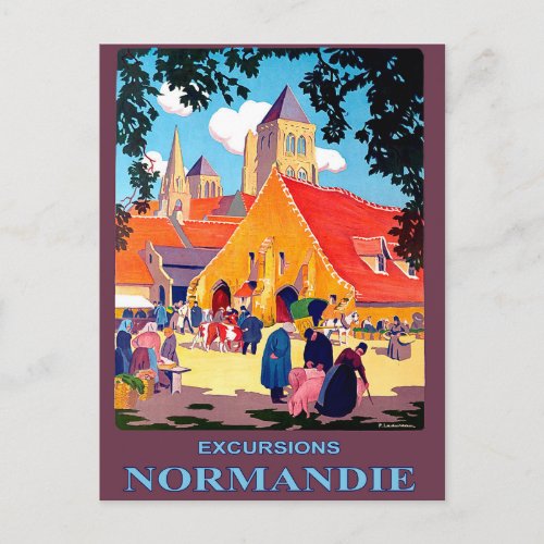 Excursions in Normandy France vintage travel Postcard