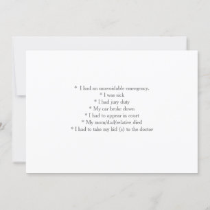 Excuse card