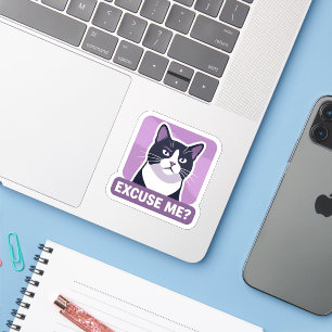 Excuse Me? Cat Meme – Sassy Funny Cat Illustration Sticker
