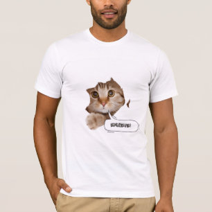 Excuse Me? – Funny Cat Ripped Paper T-Shirt