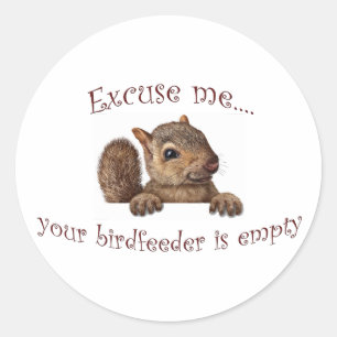 Excuse me...your birdfeeder is empty classic round sticker