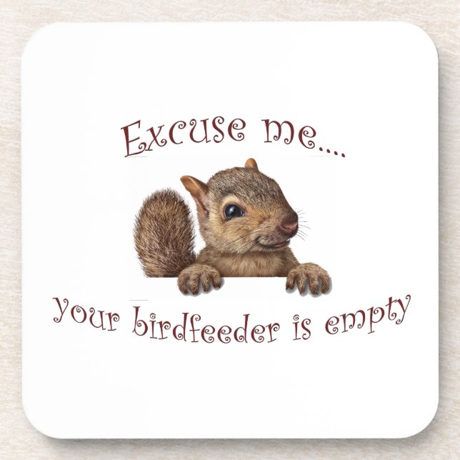 Excuse me...your birdfeeder is empty coaster (Front)