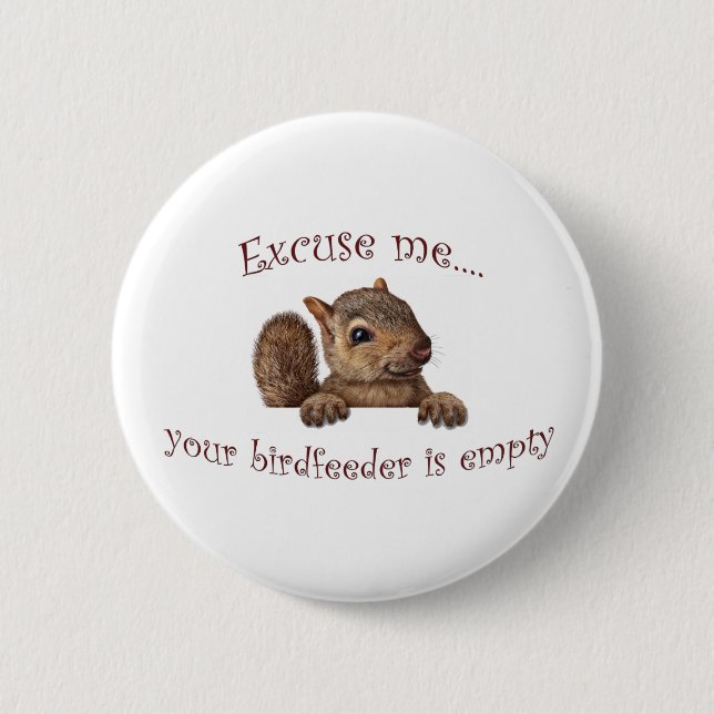 Excuse me...your birdfeeder is empty pinback button (Front)