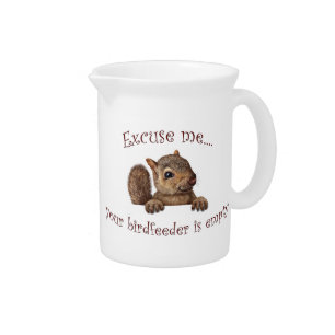 Excuse me...your birdfeeder is empty pitcher