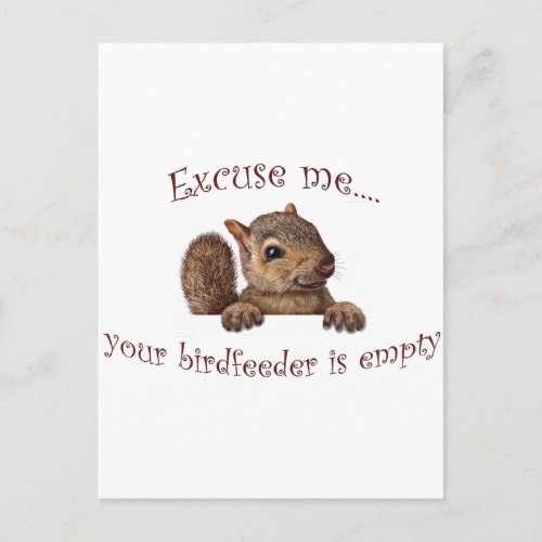 Excuse meyour birdfeeder is empty postcard