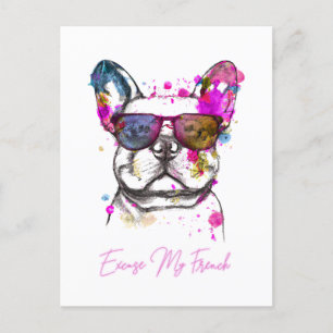 Excuse My French Funny French Bulldog Postcard
