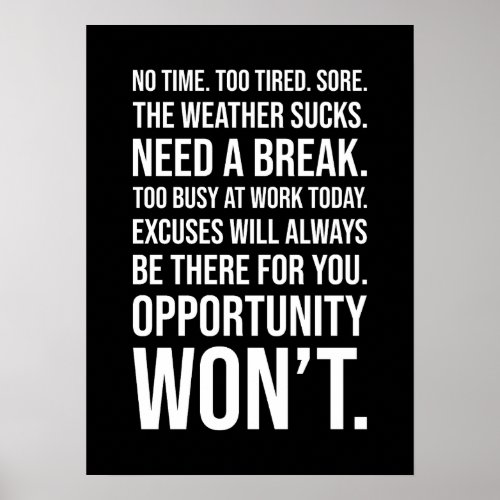 Excuses vs Opportunity _ Gym Hustle Success Poster