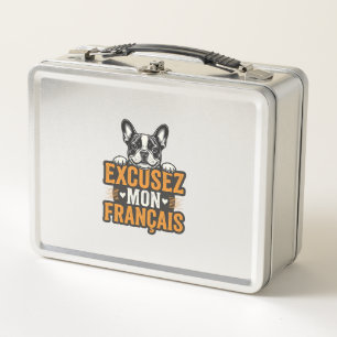Excusez Mon Franais French Bulldog Vintage Metal Lunch Box