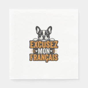Excusez Mon Franais French Bulldog Vintage Napkins