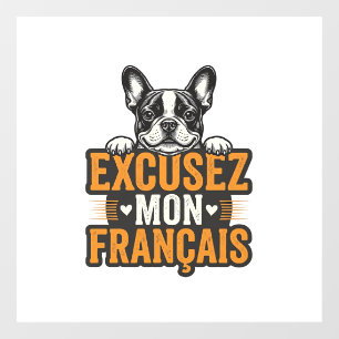 Excusez Mon Franais French Bulldog Vintage Window Cling