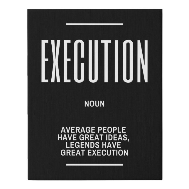 EXECUTION Definition Quote Faux Canvas Print (Front)
