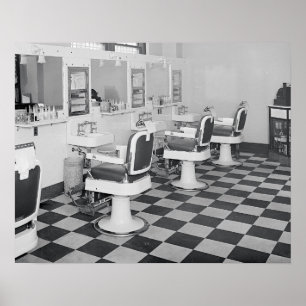 Executive Barber Shop, 1935. Vintage Photo Poster