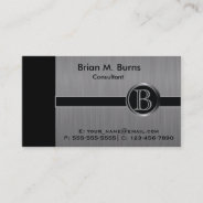 Executive Black Brush Steel Monogram Business Card at Zazzle
