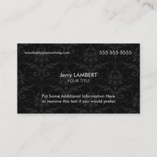 Executive Black Damask Business Card Template