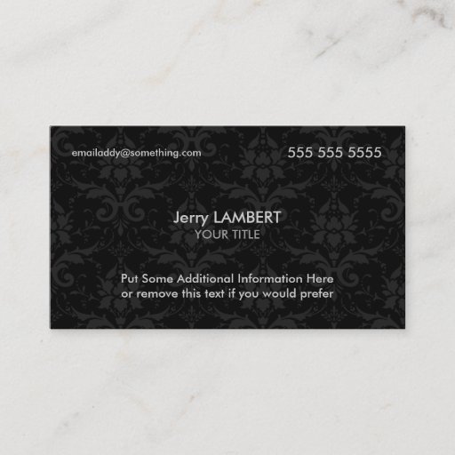 Customizable Executive Black Damask Business Card Template