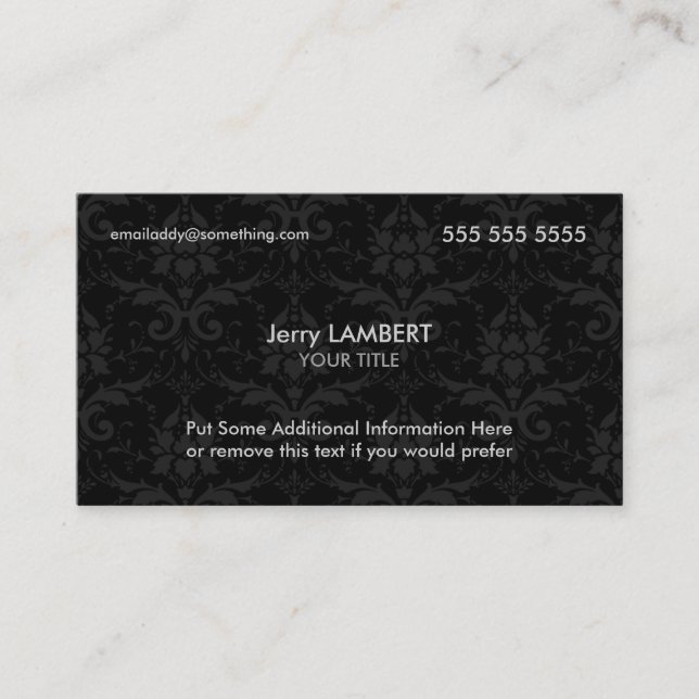 Executive Black Damask Business Card (Front)