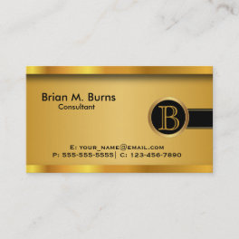 Executive Black Gold DIY Monogram Business Card