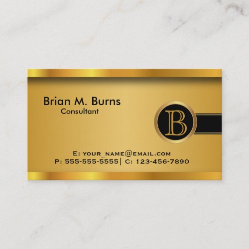 Executive Black Gold   DIY Monogram Business Card