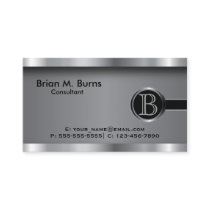 Executive Black Steel Monogram Business Card Executive Black Steel Monogram Business Card