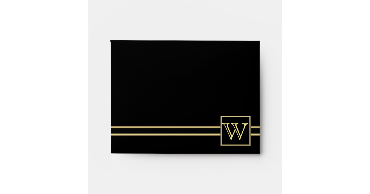 Executive Black with Gold Monogram | Green Envelope | Zazzle